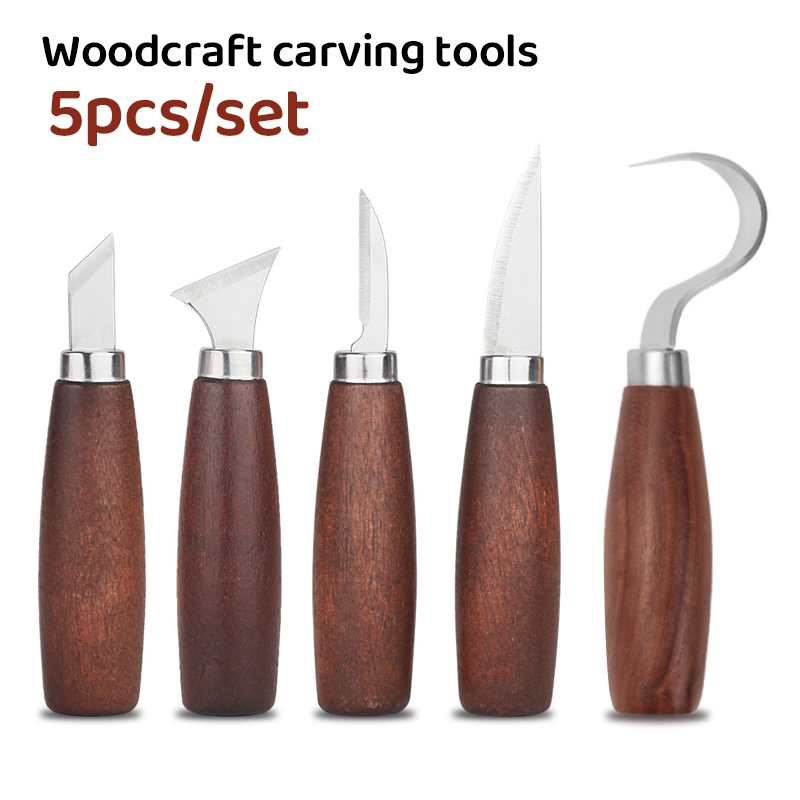 Chisel Set Wood - 목각용 도구 5종 세트, 목공용 칼,