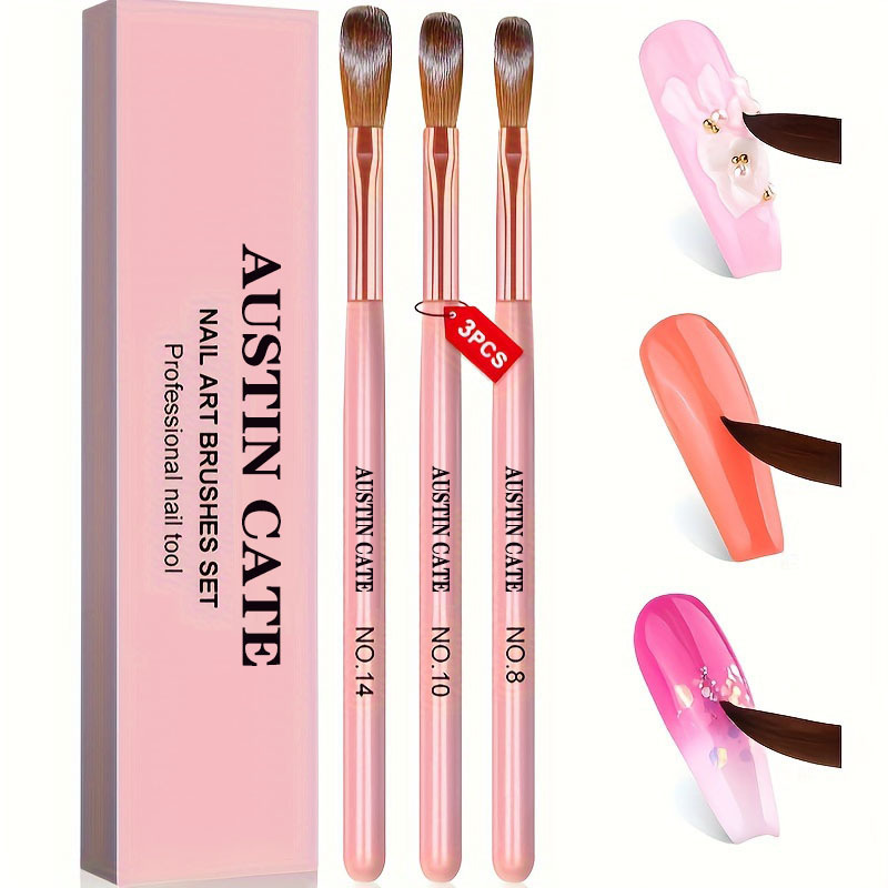 Chisel Set Wood - 3pcs Kolinsky 아크릴 네일 브러쉬 세트