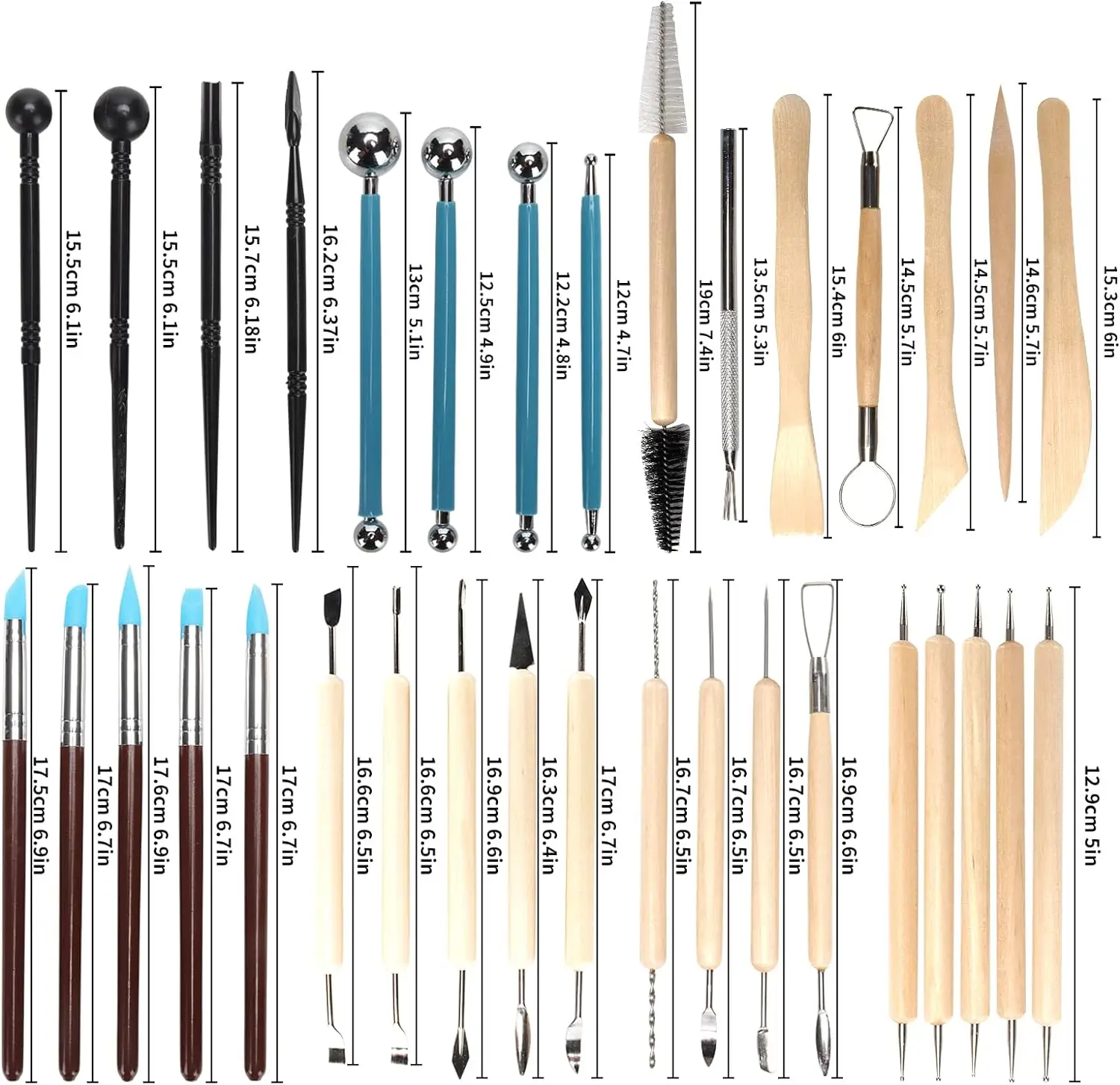 Chisel Set Wood - 8-61PCS 도자기 도구 세트 - 미술