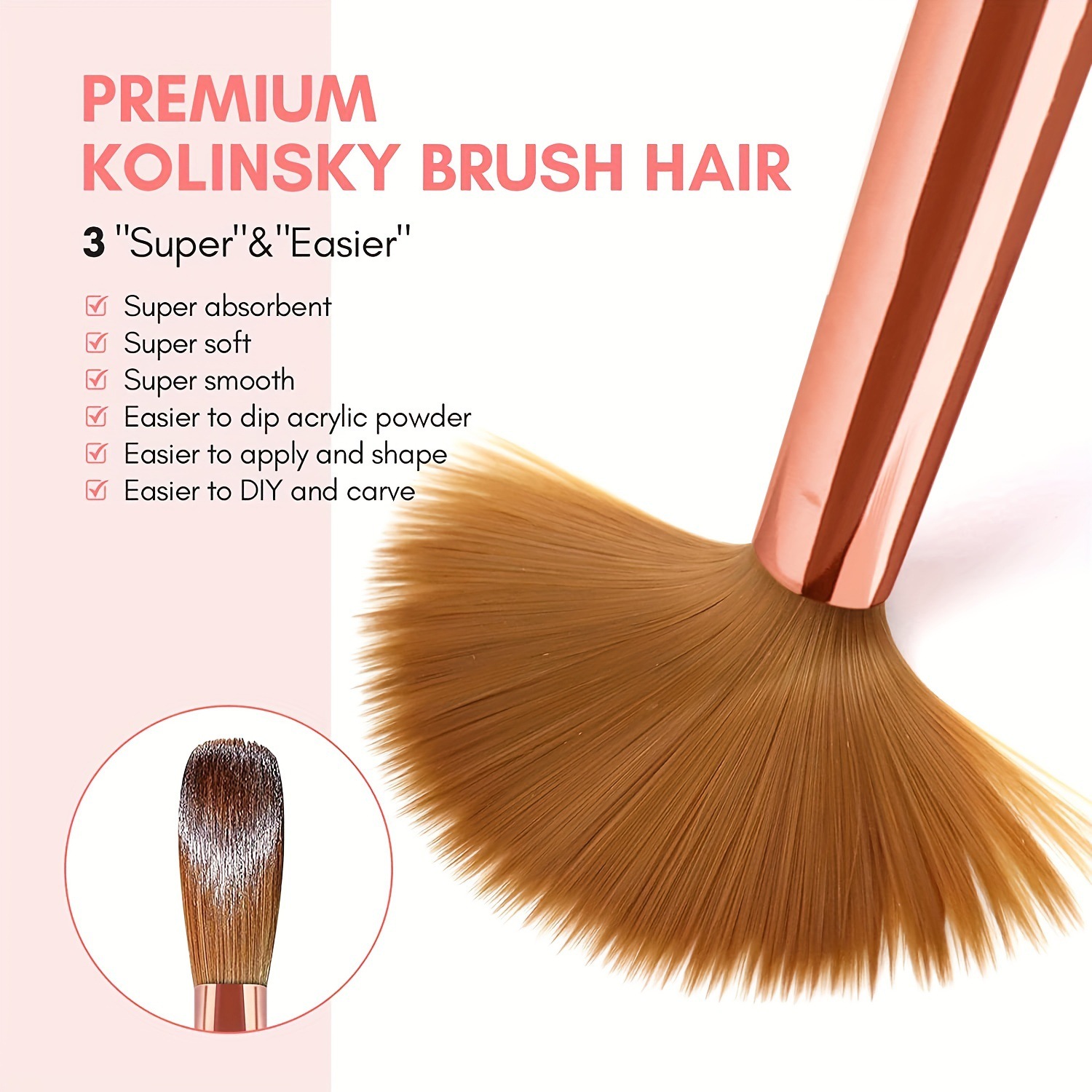 3pcs Kolinsky 아크릴 네일 브러쉬 세트 크기 - Chisel Set Wood 리뷰 및 가격